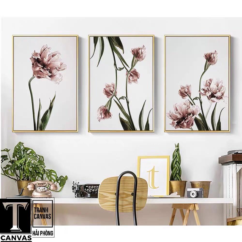 Tranh canvas treo tường phòng khách, tranh hiện đại nghệ thuật cành hoa đẹp H 04-06