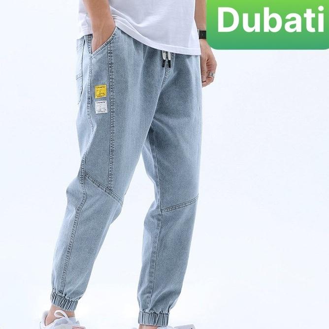 QUẦN BAGGY JEAN NAM LƯNG THUN DÁNG SUÔNG ỐNG TÚM, QUẦN JEAN NAM UNISEX- DB 57- DUBATI FASHION