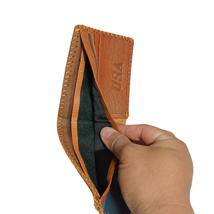 Ví bóp nam da bò thật 100% khâu viền