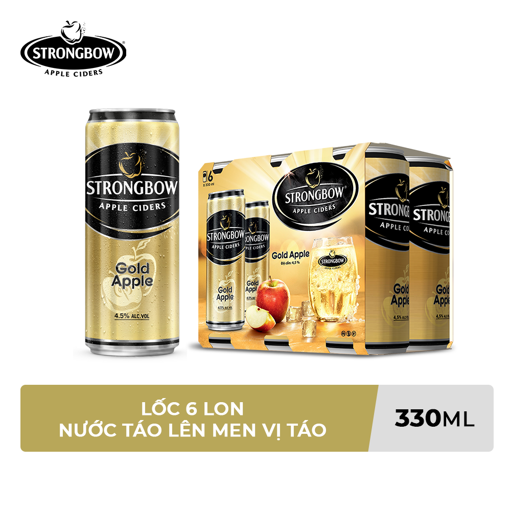 Lốc 6 Lon cao Strongbow vị Táo nguyên bản (330ml x 6 Lon)