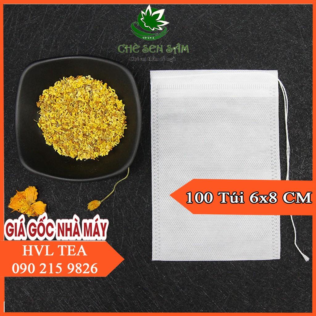 100 Túi Lọc Trà, Thảo Dược 6x8CM Bằng Vải Không Dệt Có Dây Buộc️️ - Chất Liệu Cao Cấp