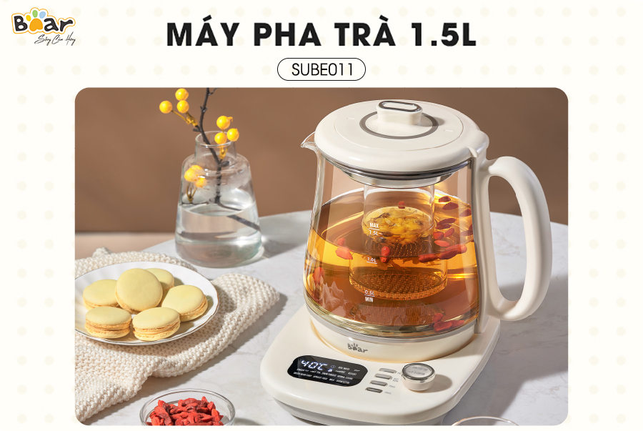 Bình Đun Nước, Pha Sữa, Pha Trà Thông Minh BEAR YSH-C15Q5,  Dung Tích 1.5L, Công Suất 1000W - Hàng Chính Hãng