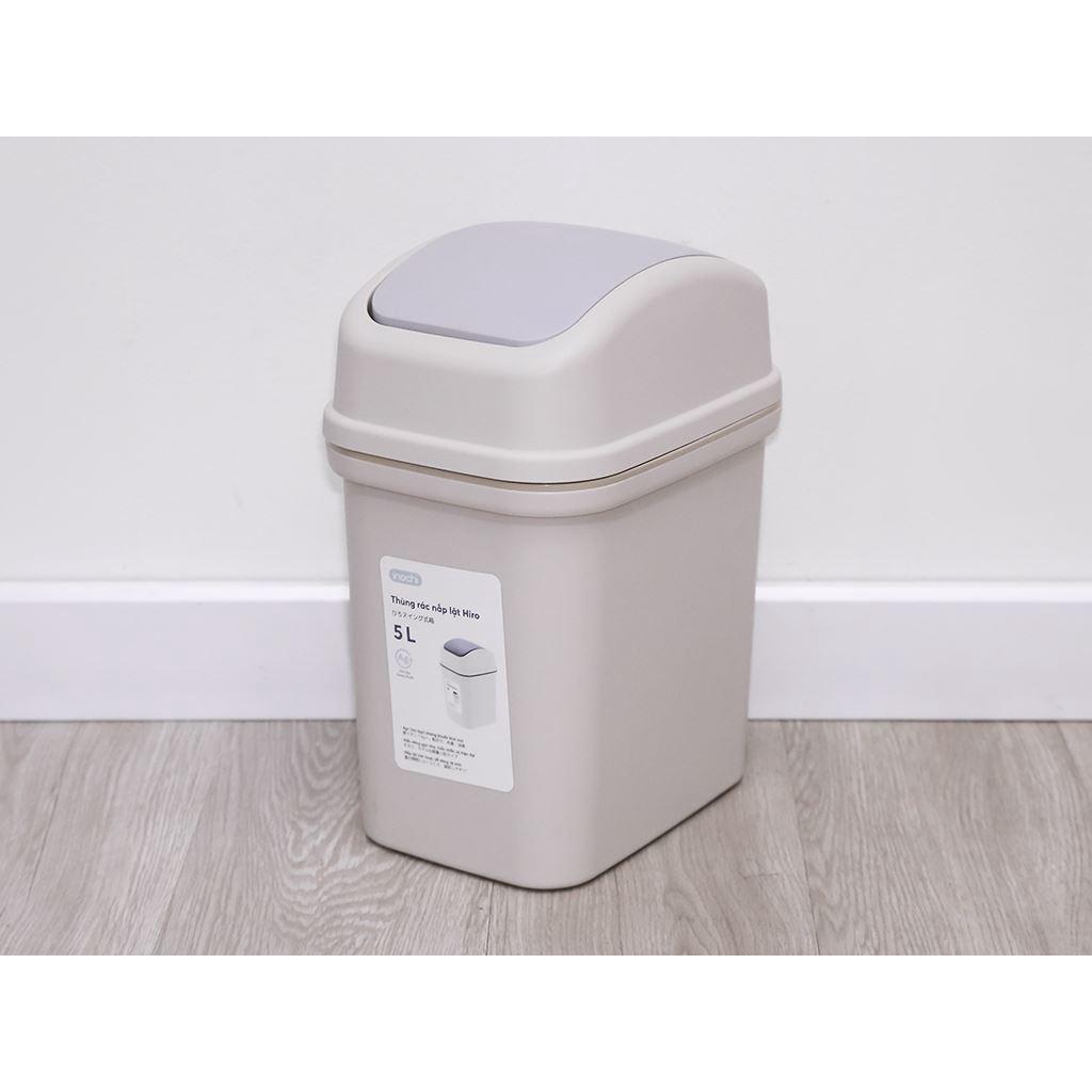 Thùng rác nắp lật Inochi 5L Thân Trắng kem + Nắp Ghi sữa/ Xanh chàm/ Nâu café/ Be sữa