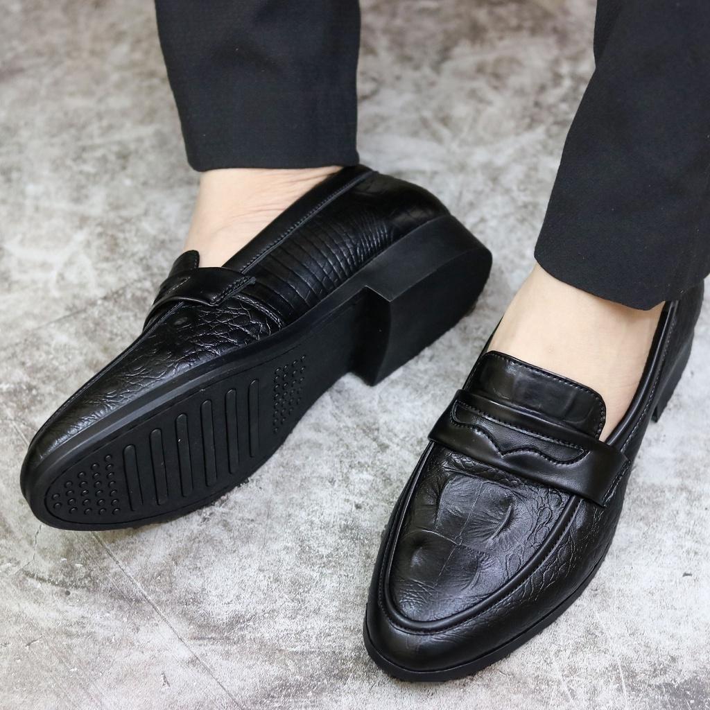 Giày Lười Nam Dập Vân Cá Sấu - Đế Khâu Chắc Chắn- Mã L179