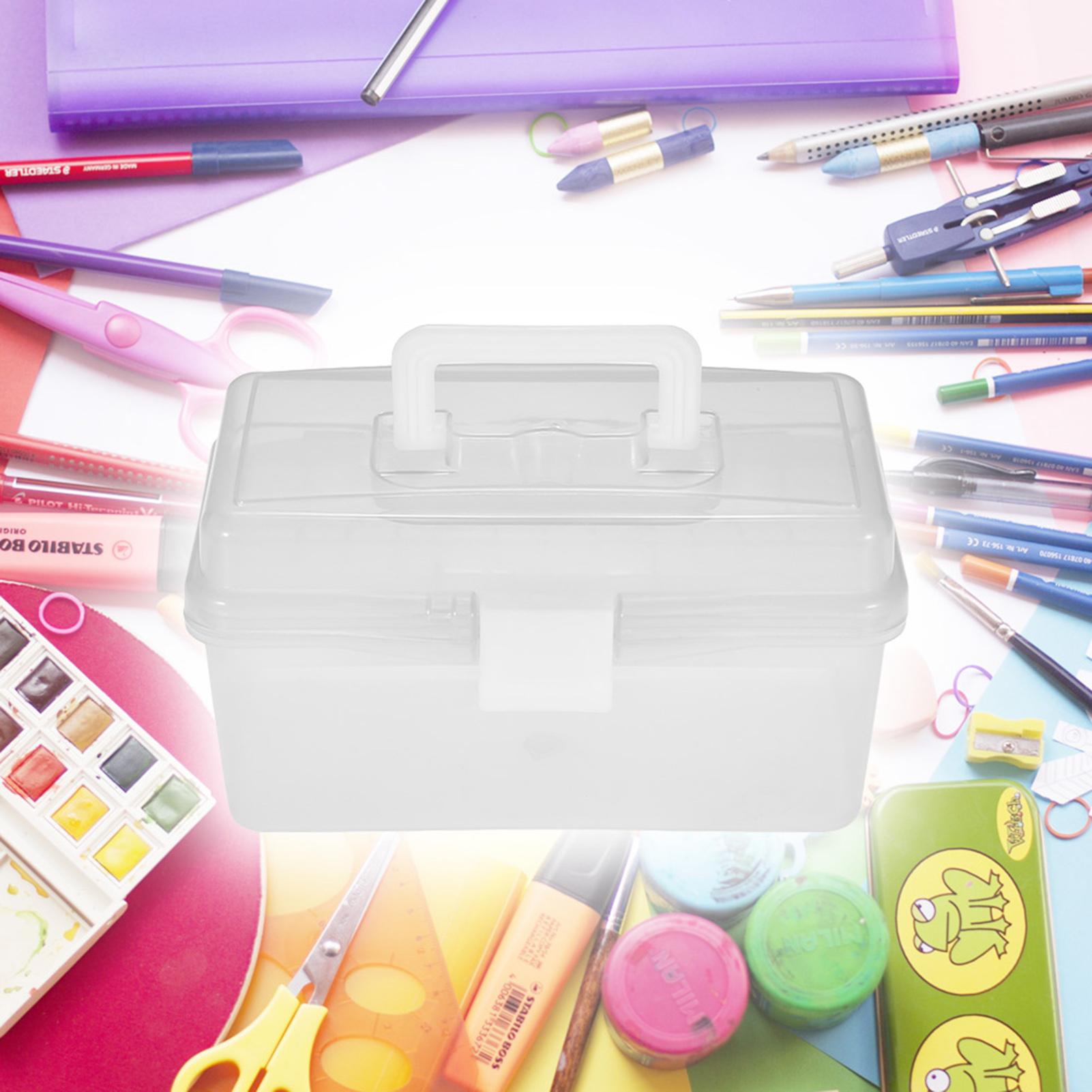 Clear Plastic Art Storage Box Watercolor Oil Painting Supplies Multipurpose Case Portable for Artists Students