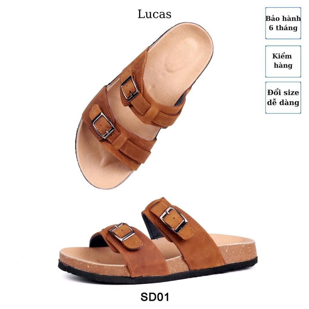 Dép da bò đế trấu, Sandal da bò sáp, may thủ công Lucas Shoes, bảo hành 6 tháng