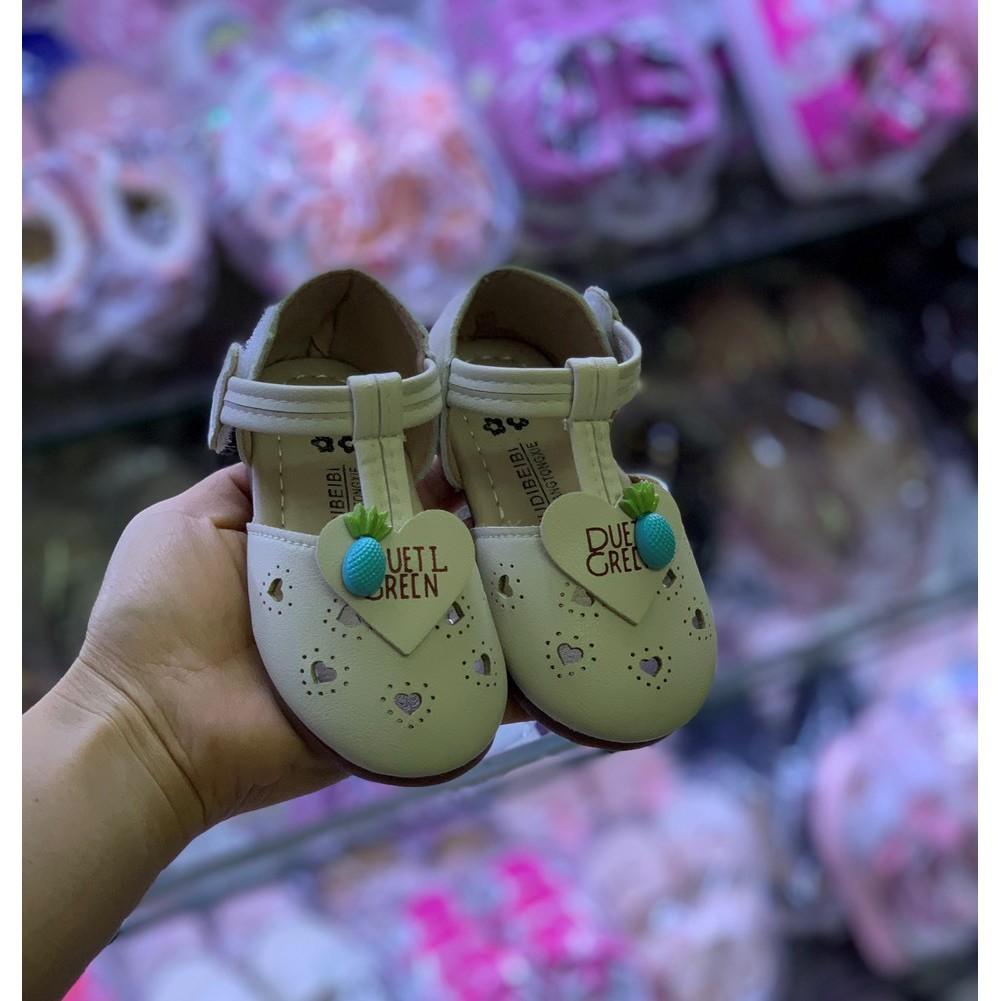 Giày sandal bé gái dáng búp bê công chúa sành điệu kiểu bít mũi thời trang da mềm quai dán tiện dụng SG46