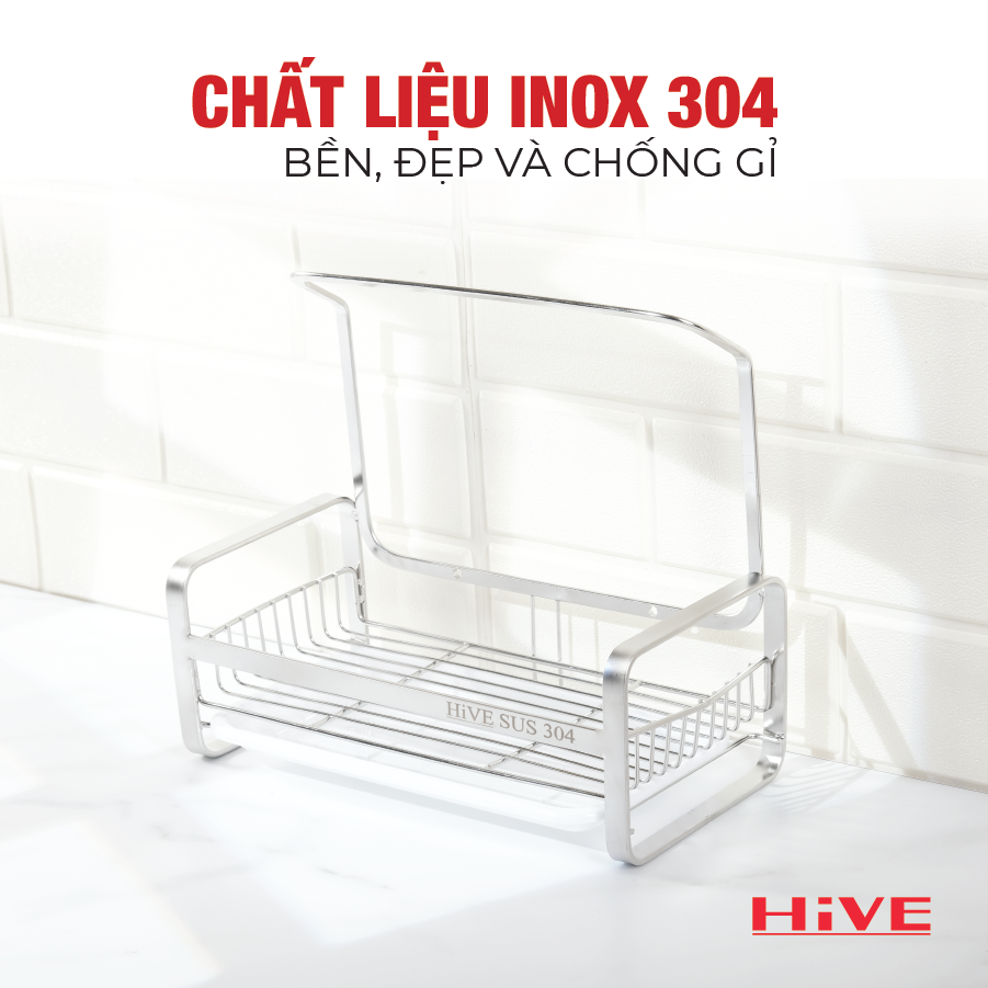 Rổ đựng dụng cụ rửa chén HiVE (NEW COLLECTION) Kèm Hộp nhựa + Khay nhựa + Miếng dán tường