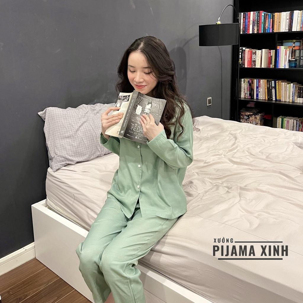 BỘ PIJAMA NỮ MẶC NHÀ DÀI TAY - Chất Lụa Đũi Mềm Thoáng Mát Nhiều Họa Tiết Bộ Quần Áo Dài
