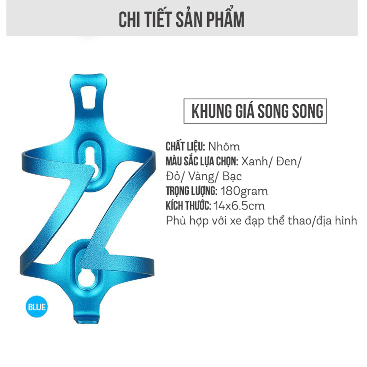 Giá Đỡ Bình Nước Xe Đạp Bằng Kim Loại Nhôm Siêu Nhẹ Gắn Cho Xe Đạp Thể Thao (Tặng Kèm Phụ Kiện, Dụng Cụ Lắp Đặt) - Mai Lee