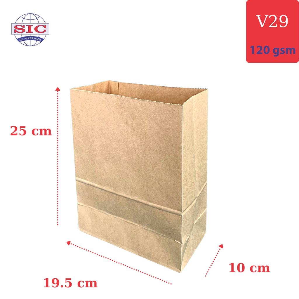 100 CHIẾC TÚI GIẤY KRAFT V29: 19.5x10x25cm KHÔNG QUAI