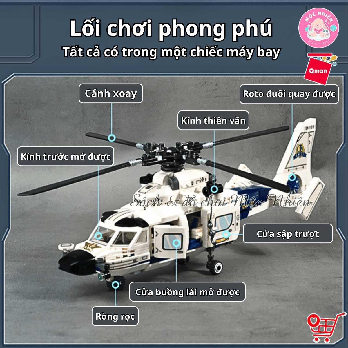 Đồ chơi lắp ráp, xếp hình Qman 11019 - Trực thăng đội phản ứng nhanh (745 mảnh ghép)