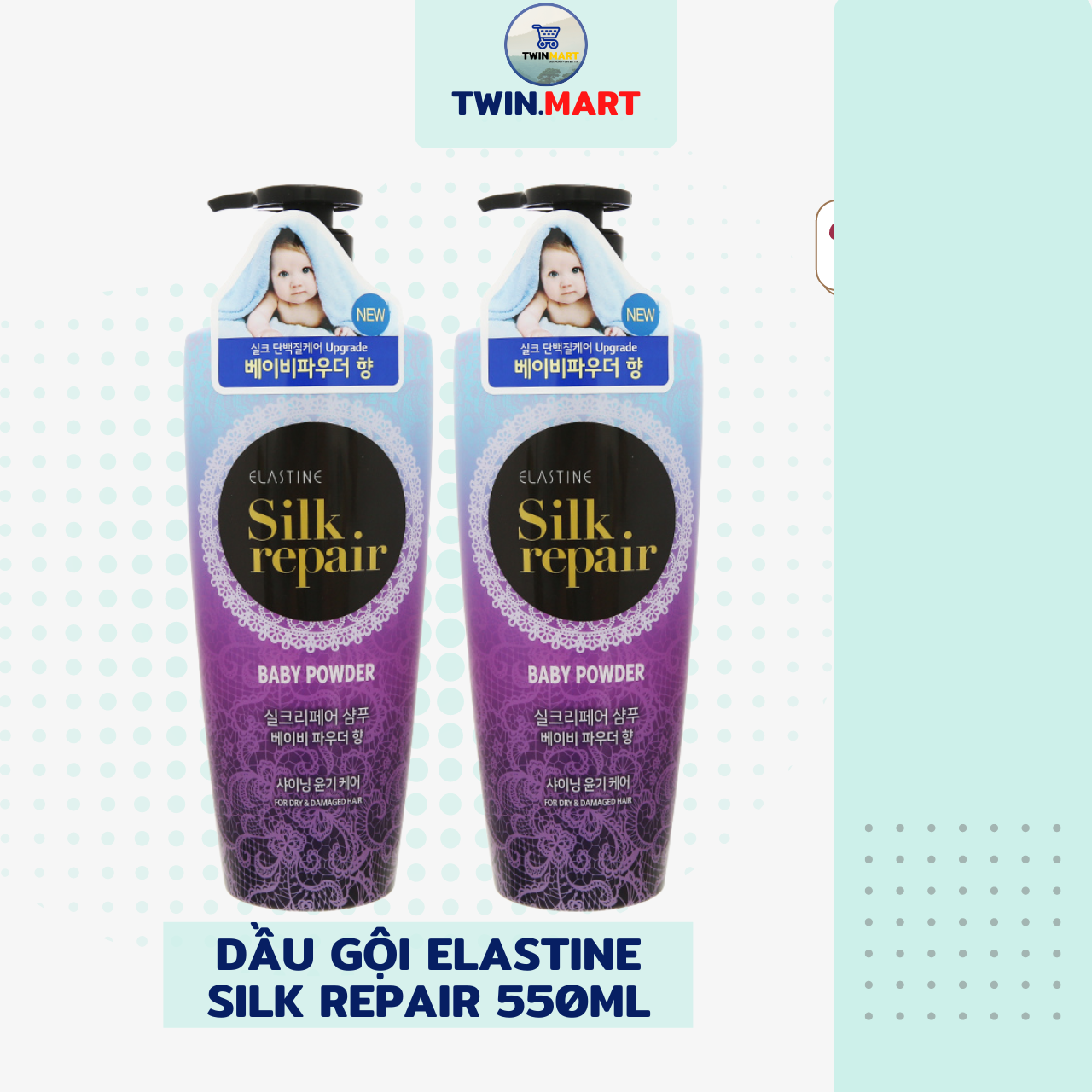 Dầu gội chăm sóc và nuôi dưỡng tóc Elastine Silk Repair 550ml tặng kèm dầu xả Elastine Love me 170ml