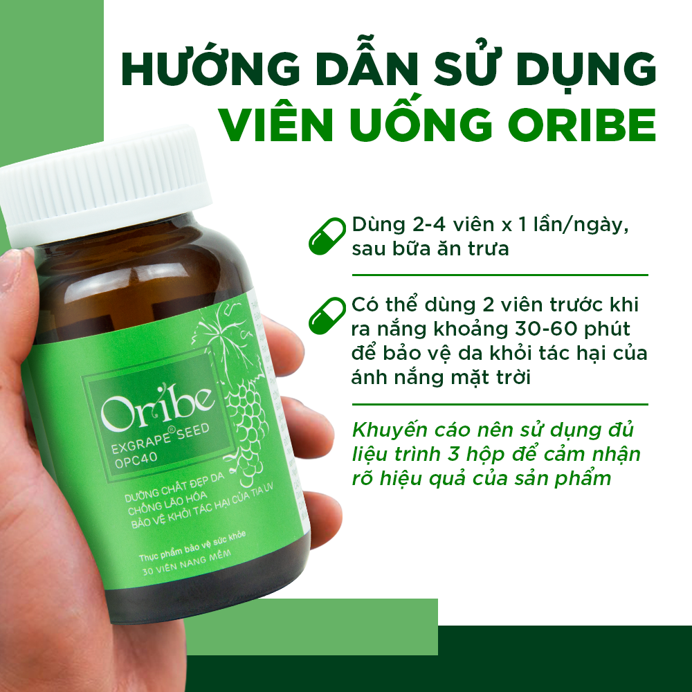 Combo 3 Viên Uống Đẹp Da Chống Nám Ngăn Ngừa Lão Hóa Oribe (Hộp 30 viên)