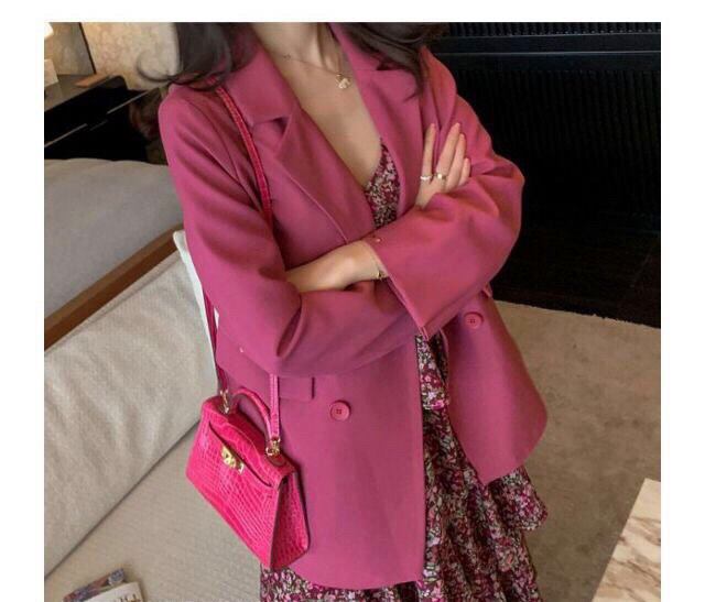 Áo Blazer Vest màu hồng phong cách ulzzang sành điệu