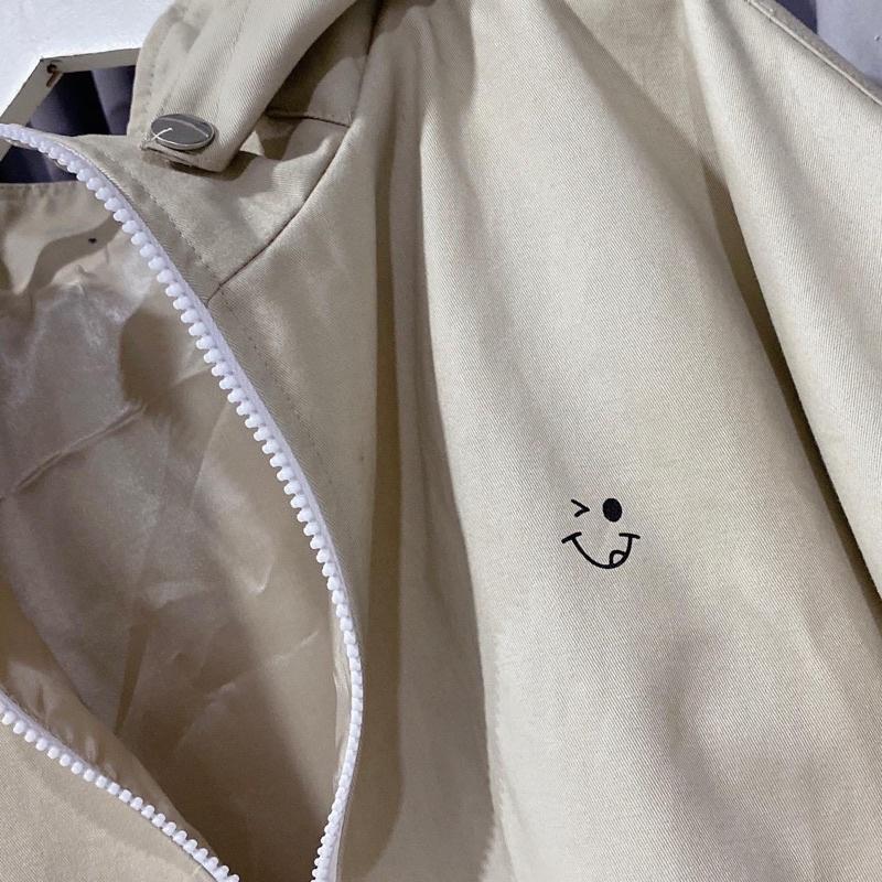 Áo Khoác Jacket Kaki Lót Dù Dáng Rộng ICON SMILE