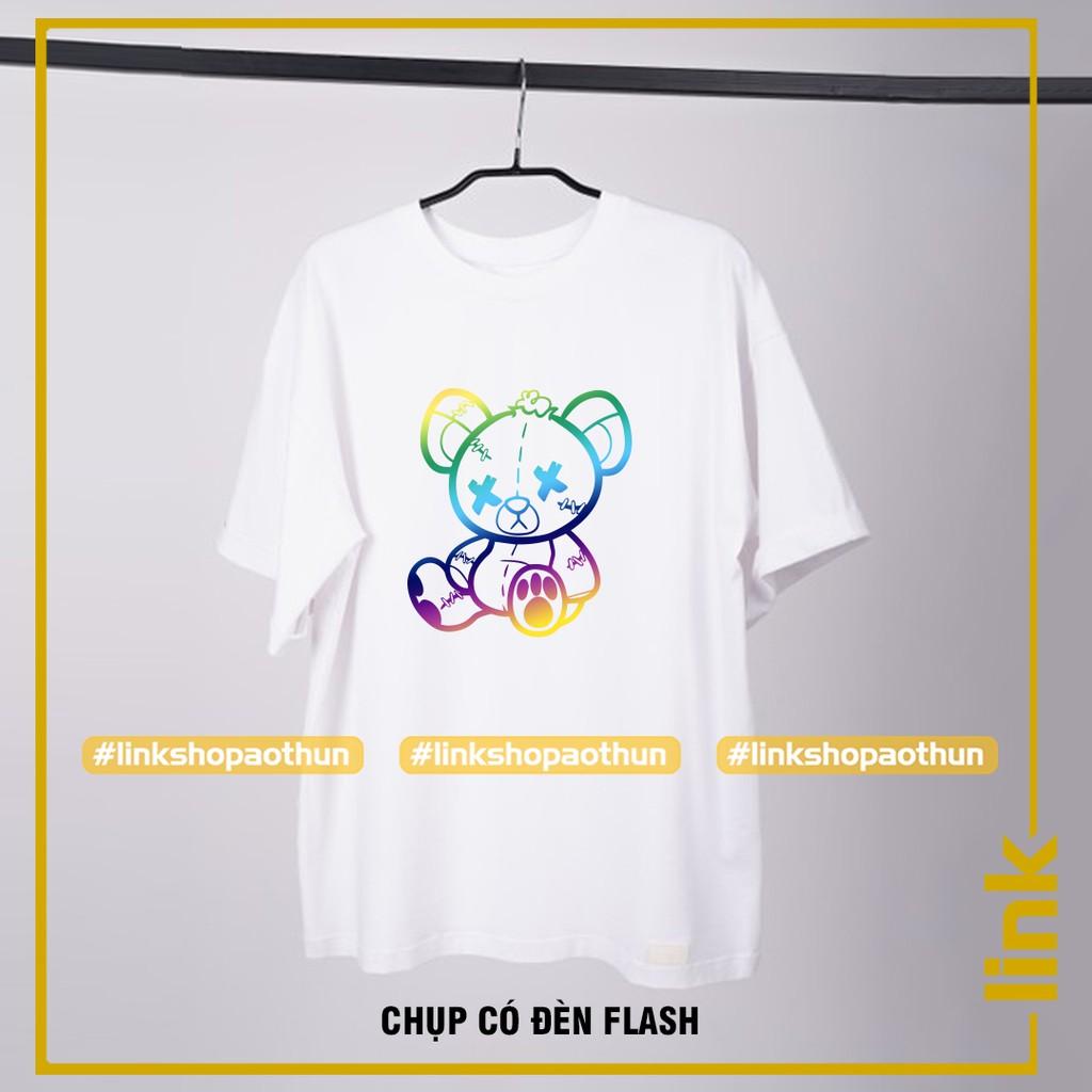Áo thun GẤU cute XX phản quang 7 màu unisex
