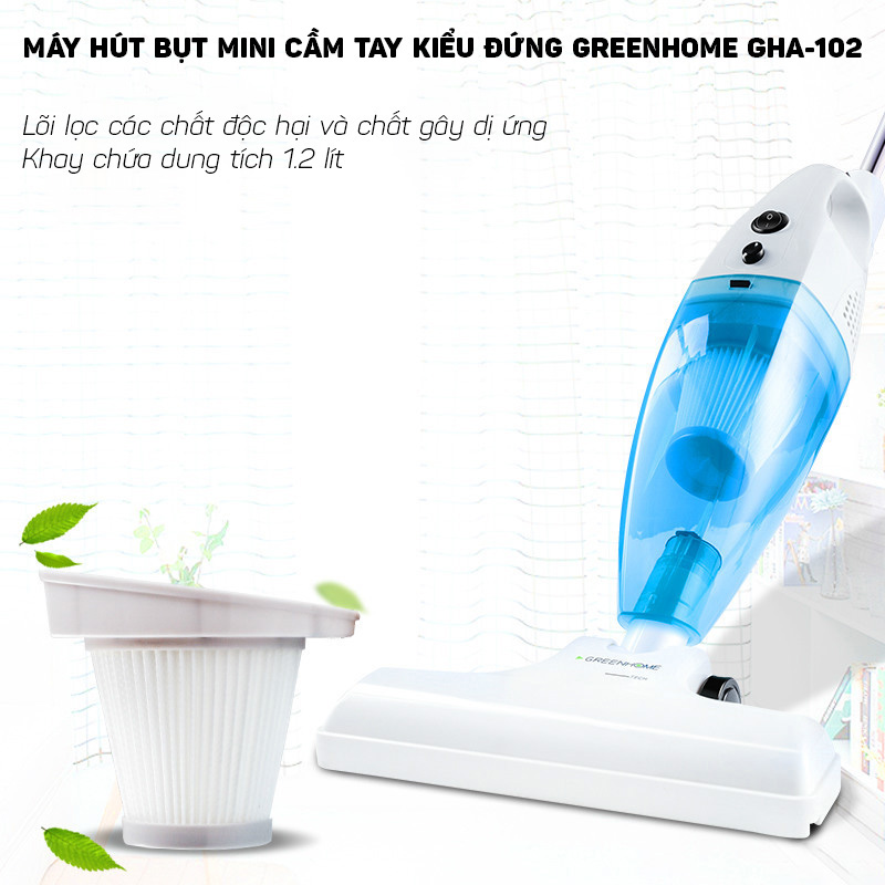 Máy hút bụi mini cầm tay 600W GreenHome GHA-102 đa chức năng (Hàng chính hãng)