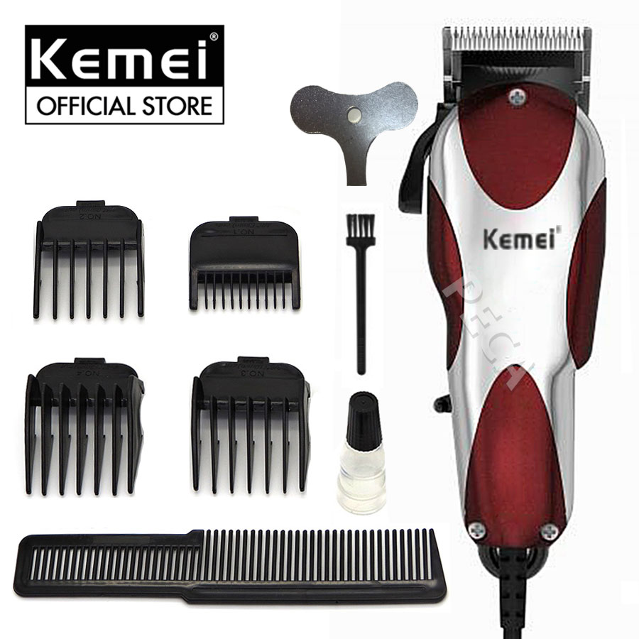 Tông đơ cắt tóc cắm điện trực tiếp KEMEI KM-8856 công suất mạnh mẽ 12W có thể dùng cắt tỉa lông thú cưng lông chó, lông mèo, có thanh đều chỉnh tốc độ