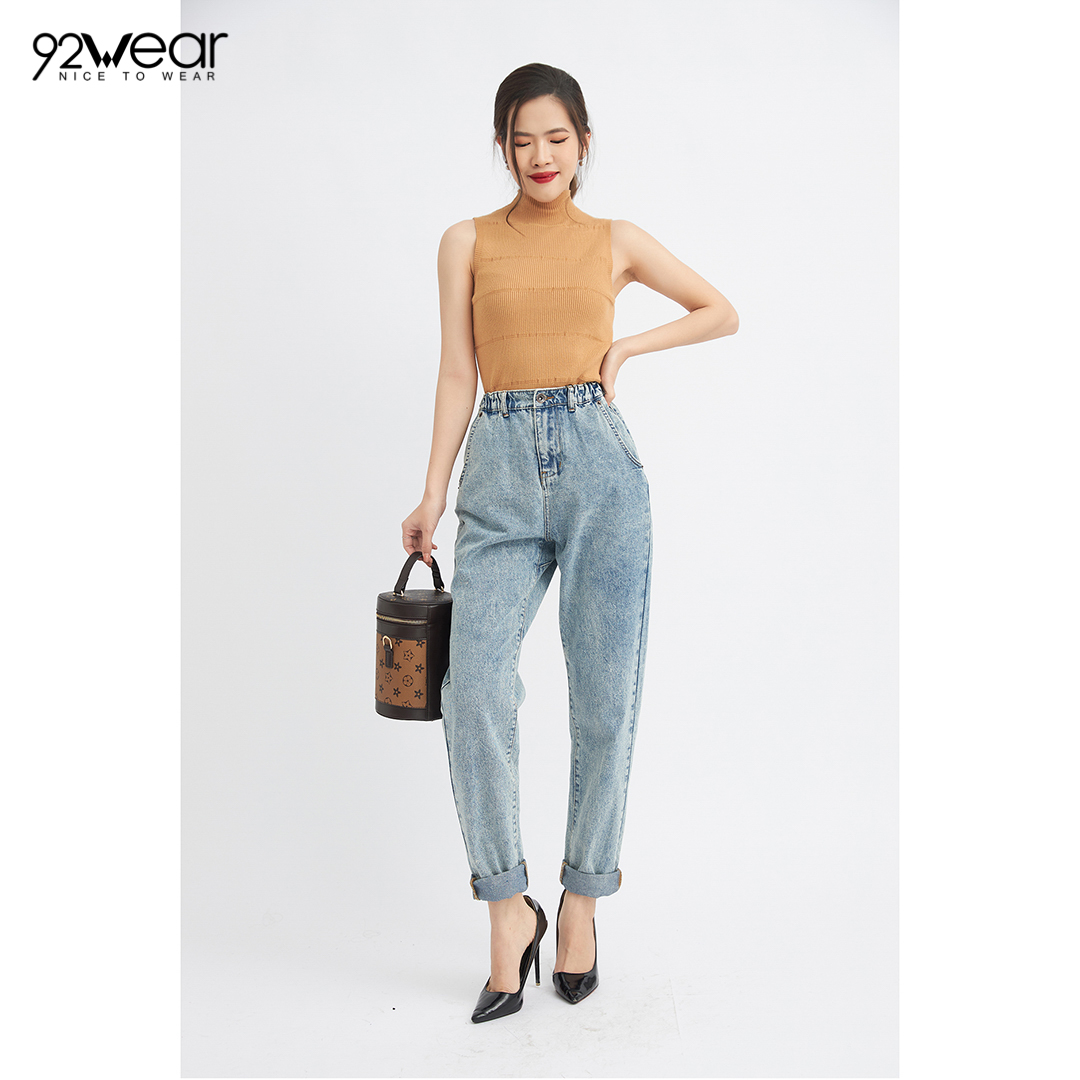 Quần Jeans Nữ 92WEAR Thiết Kế Chun Cạp QBA0062