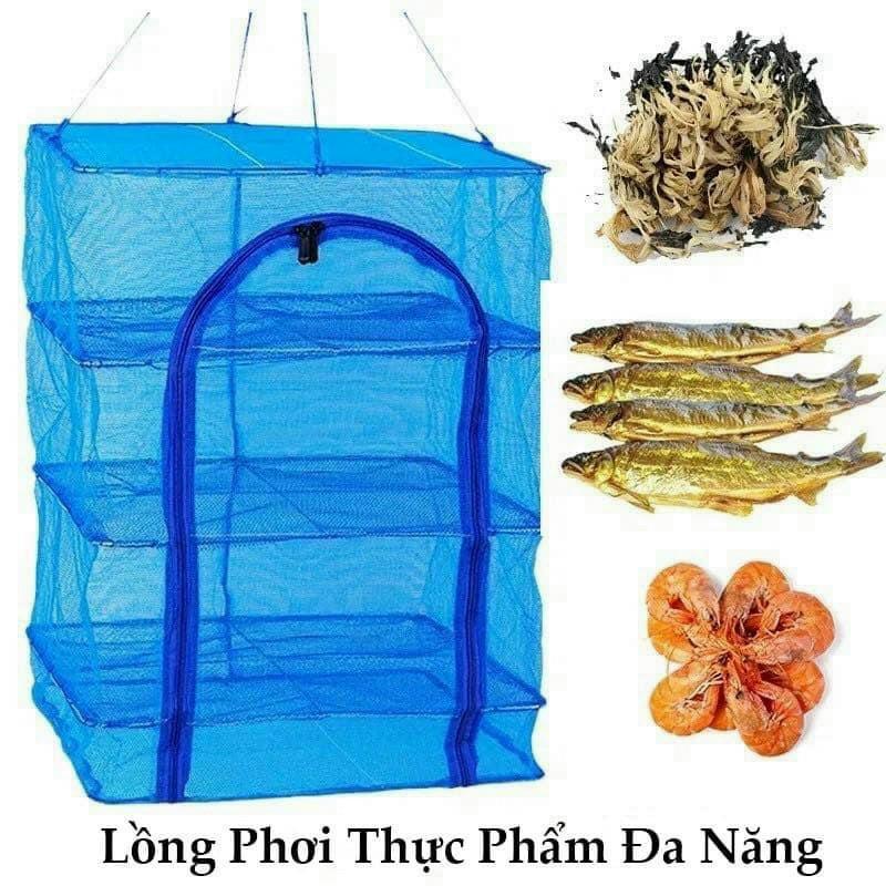 Lồng Lưới Phơi Khô Thực Thẩm - Tránh Côn Trùng, Phơi Được 4 Tầng, Xếp Gọn Đơn Giản và Tiện Lợi