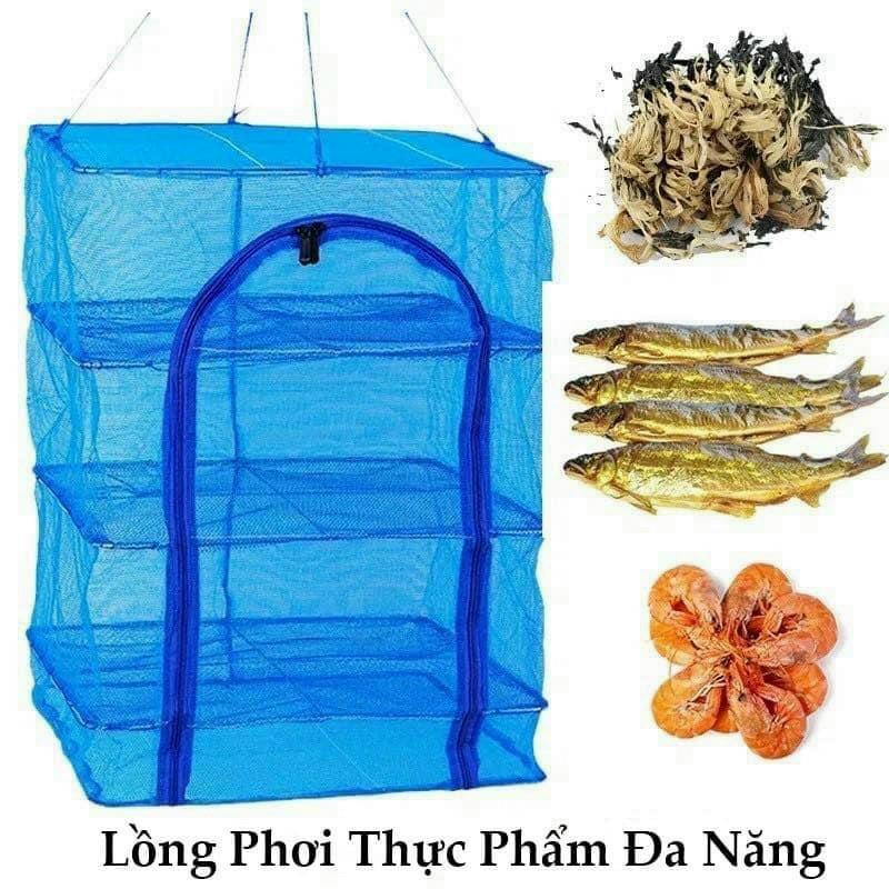 Lồng Lưới Phơi Khô Thực Thẩm - Tránh Côn Trùng, Phơi Được 4 Tầng, Xếp Gọn Đơn Giản