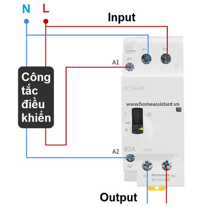 Khởi Động Từ 1 Pha 2P 63A Hỗ Trợ Công Tắc Tay KCT-63M