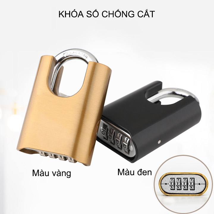 Khóa số chống trộm có tai chống cắt, loại 4 mã số thay đổi được, móc khóa thép cứng D8mm (HD05)