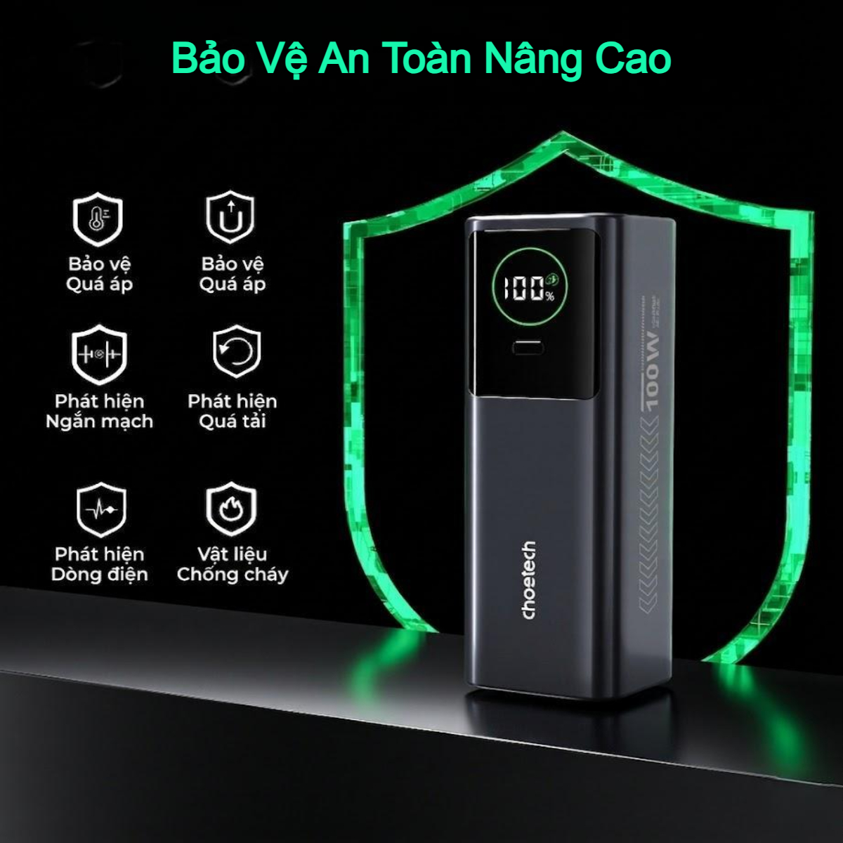 Pin dự phòng kiêm củ sạc 100w Choetech B1012 dung lượng 20000mAh tích hợp cáp sạc đa năng cao cấp (Hàng chính hãng)