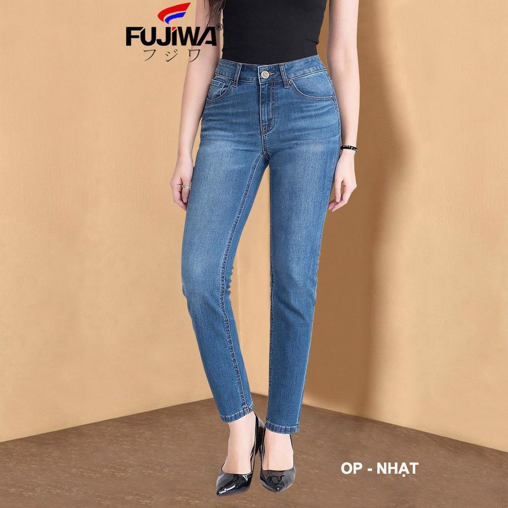 Quần Jean Nữ Cạp Cao Ống Đứng Fujiwa - OP Chất jean co giãn tốt Rất Đẹp phù hợp với mọi lứa tuổi