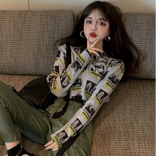 Áo thun crop top in hình Mã: AX4177