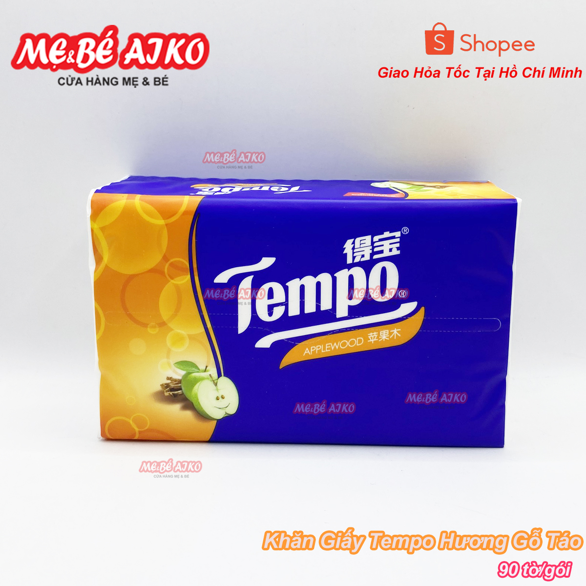 (Hương Gỗ Táo) Khăn Giấy Rút Cao cấp Tempo - 4 Lớp Bền Dai, An Toàn Cho Da (Lốc 4 Gói)