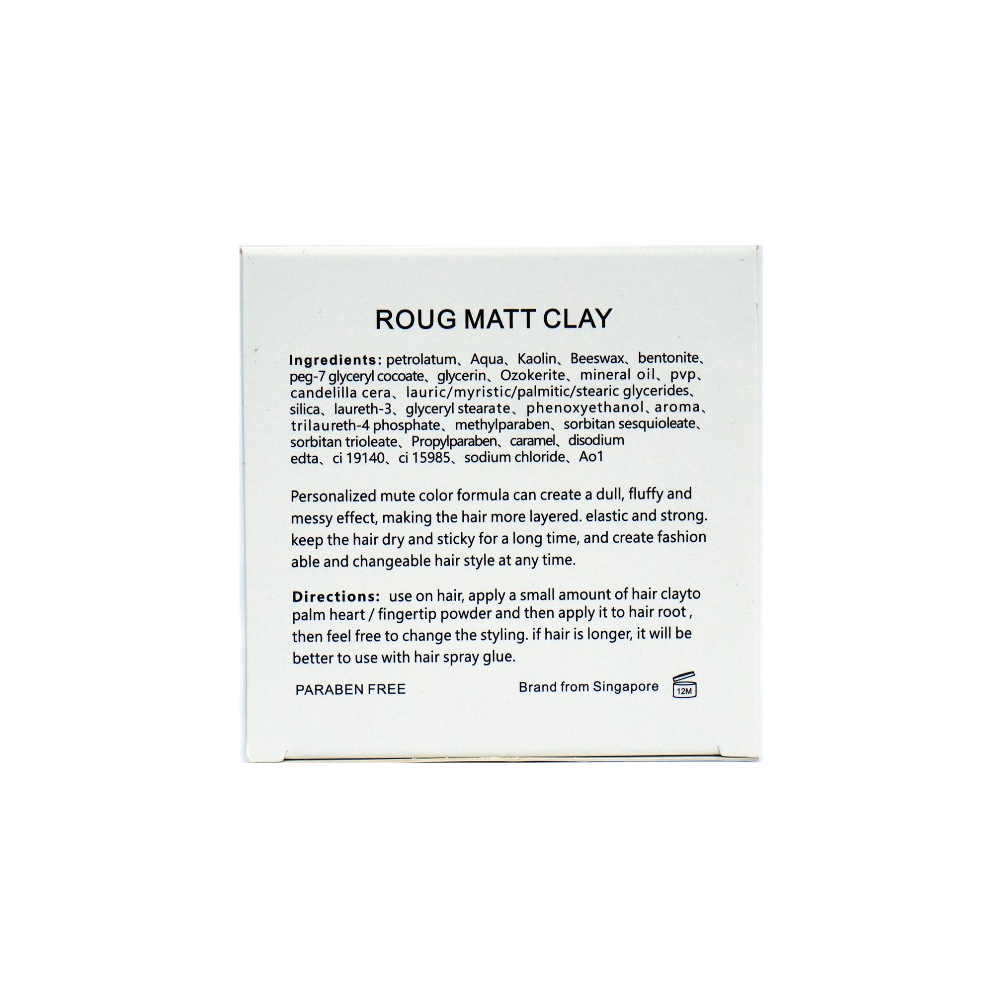 Sáp vuốt tóc Roug Matt Clay 90gr chính hãng cao cấp Singapore giúp tạo kiểu cho mái tóc dày cứng + Tặng 2 Lược tạo kiểu - Sáp vuốt tóc Roug Trắng
