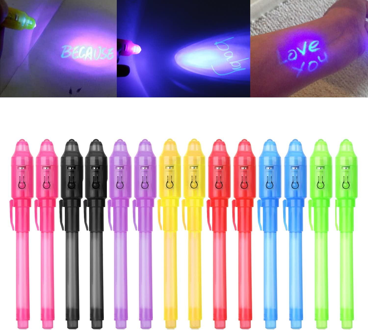 14 gói Bút chì mực vô hình có đèn UV Bút mực vô hình - Truy tìm kho báu Sinh nhật Thám tử Pinata