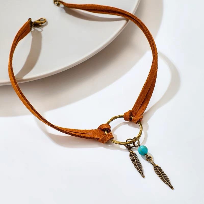 Choker bohemian màu nâu - Vòng cổ thời trang du mục - Arora boutique