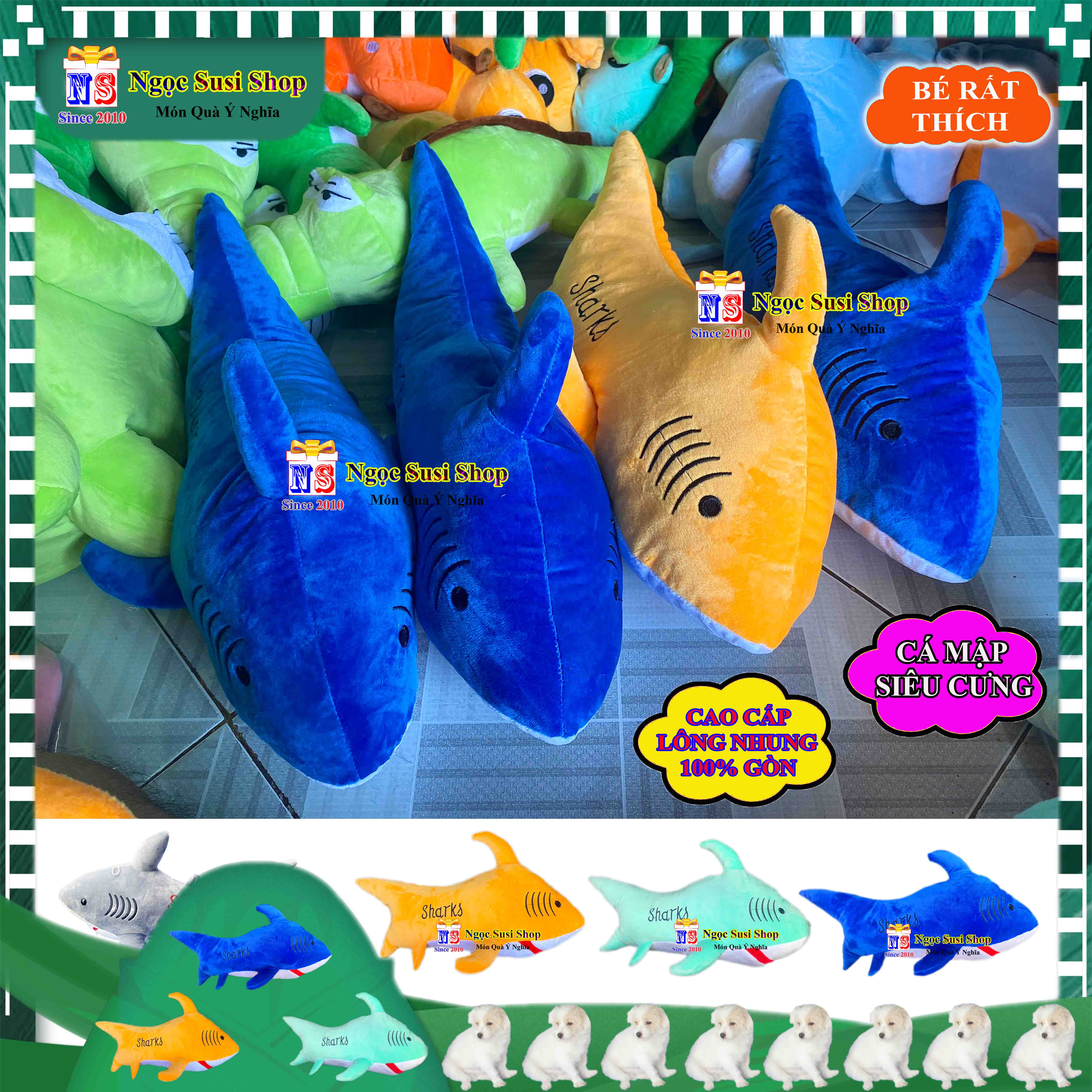 THÚ BÔNG CÁ MẬP BABY SHARK RẤT DỄ THƯƠNG CHO BÉ SIÊU THÍCH ÔM NGỦ SIZE 50CM - GIAO NGẪU NHIÊN MÀU