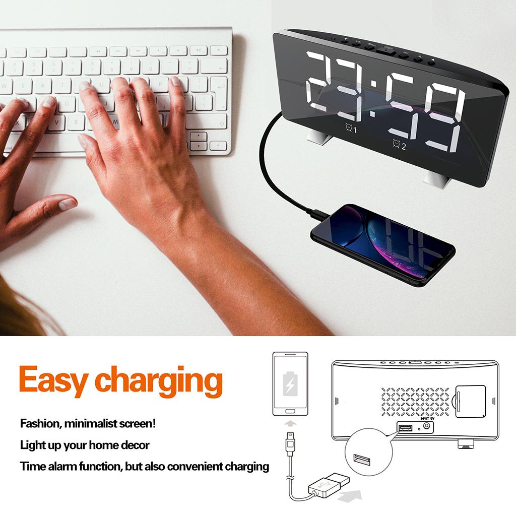 Alarm Clock USB Portable Desk Clocks Snooze Table Hotel  Bedroom
