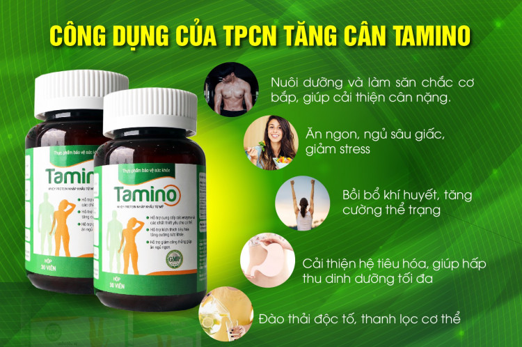 [ Combo 2 hộp ] Viên Uống Tăng Cân TAMINO - Bổ Sung Hợp Chất Whey Protein từ Mỹ 2