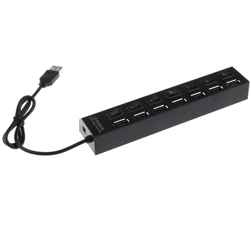 USB 2.0 Hub 7 Port Speed 480Mbps for PC laptop with LED on/off switch