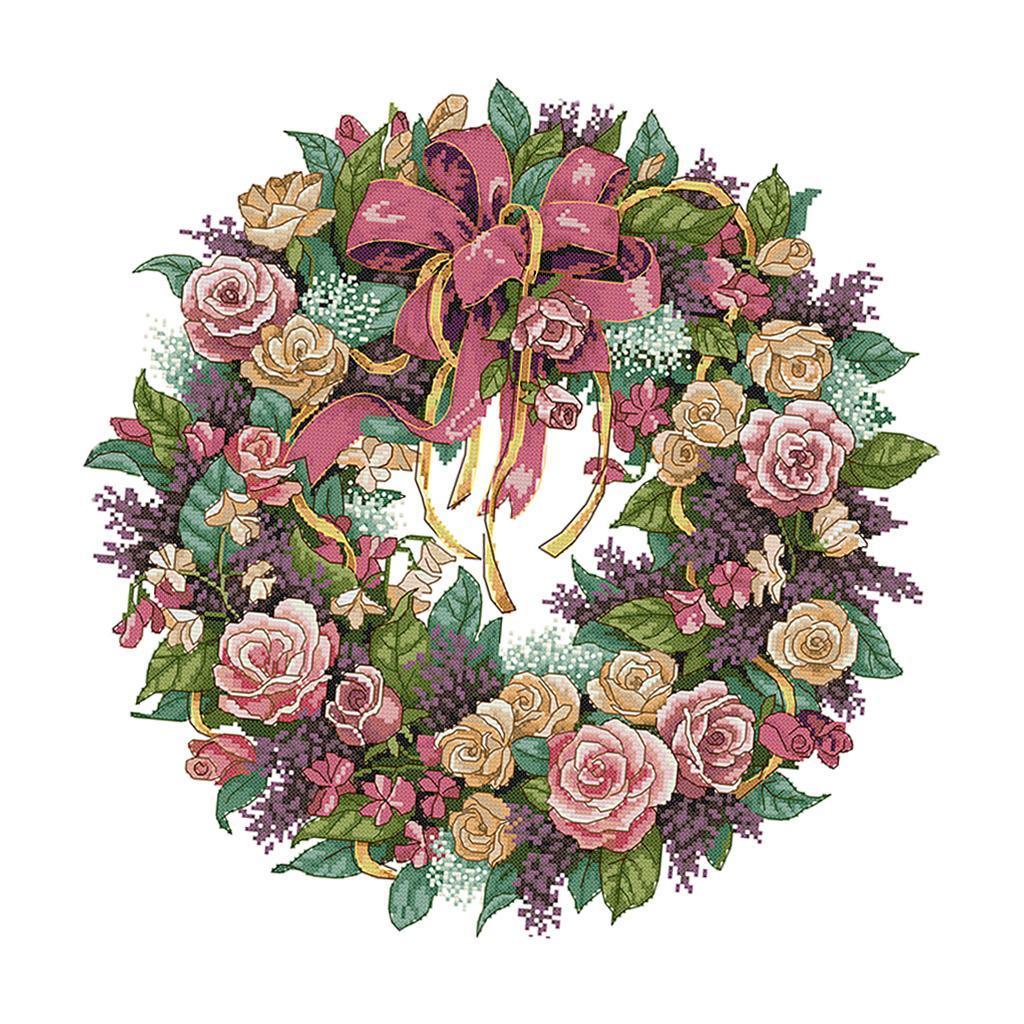Flower Stamped Cross Stitch Kits DIY Needlework for Beginners - 14CT 45x45cm