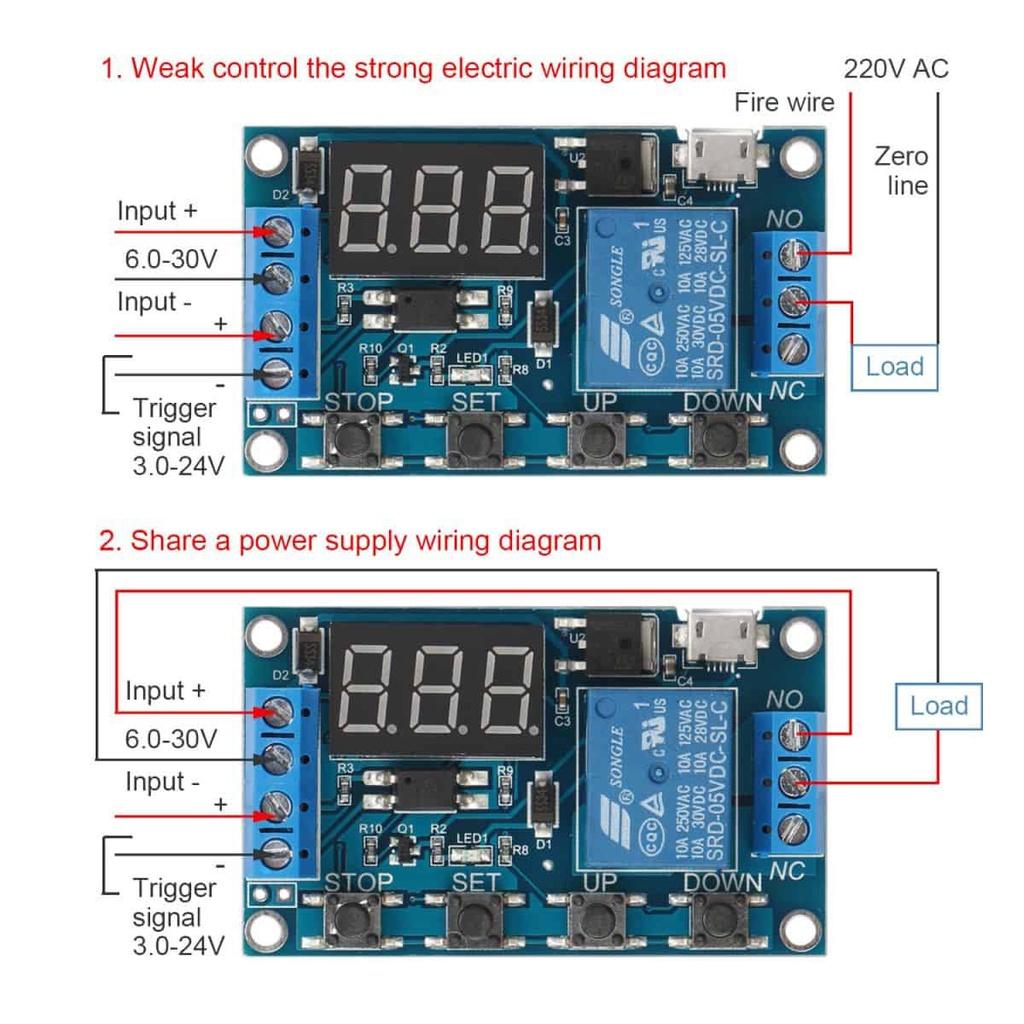 Mạch tạo trễ theo chu kỳ đóng ngắt relay 0 giây - 999 phút