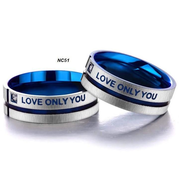 Nhẫn inox xanh sọc Love only you - Giá 1 chiếc