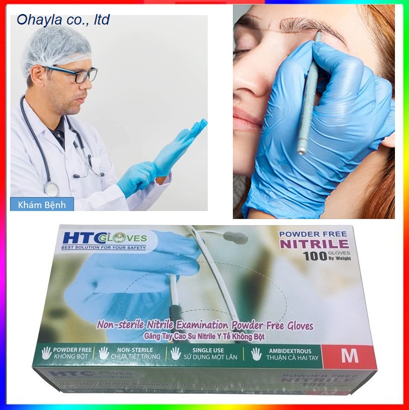 Găng tay y tế HTC cao su Nitrile 100 cai/hộp