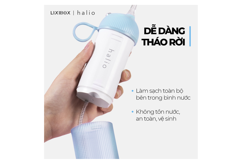 Combo Máy Tăm Nước Halio UltraClean Blue, Máy Rửa Mặt Halio Originals, Bàn Chải Điện Halio PRO Midnight Blue