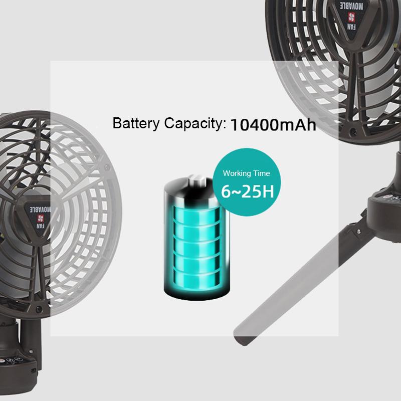 Camping Fans for Tents 10400mAh USB Rechargeable Battery Operated Fans with LED Lantern Folding Tripod Portable Fan
