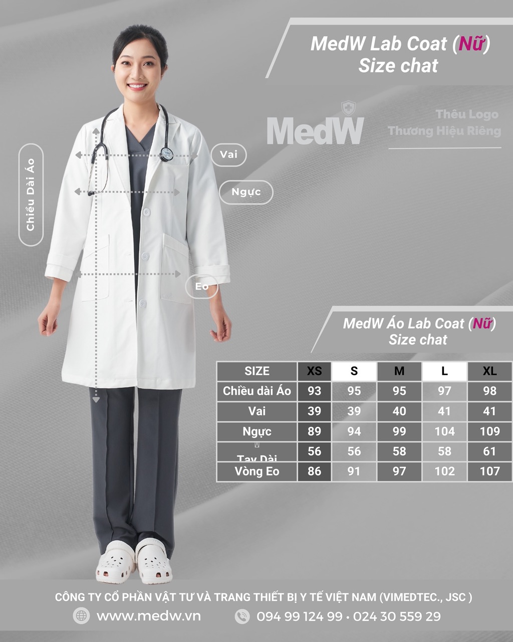 MedW Venus Lab Coat (Nữ) Áo Blouse Bác Sĩ Thẩm Mỹ Da Liễu Nha Khoa, Chuyên Gia Dinh Dưỡng, Sản Nhi Trang Phục Y Tế Phòng Khám Bệnh Viện Chuyên Khoa Đa Khoa