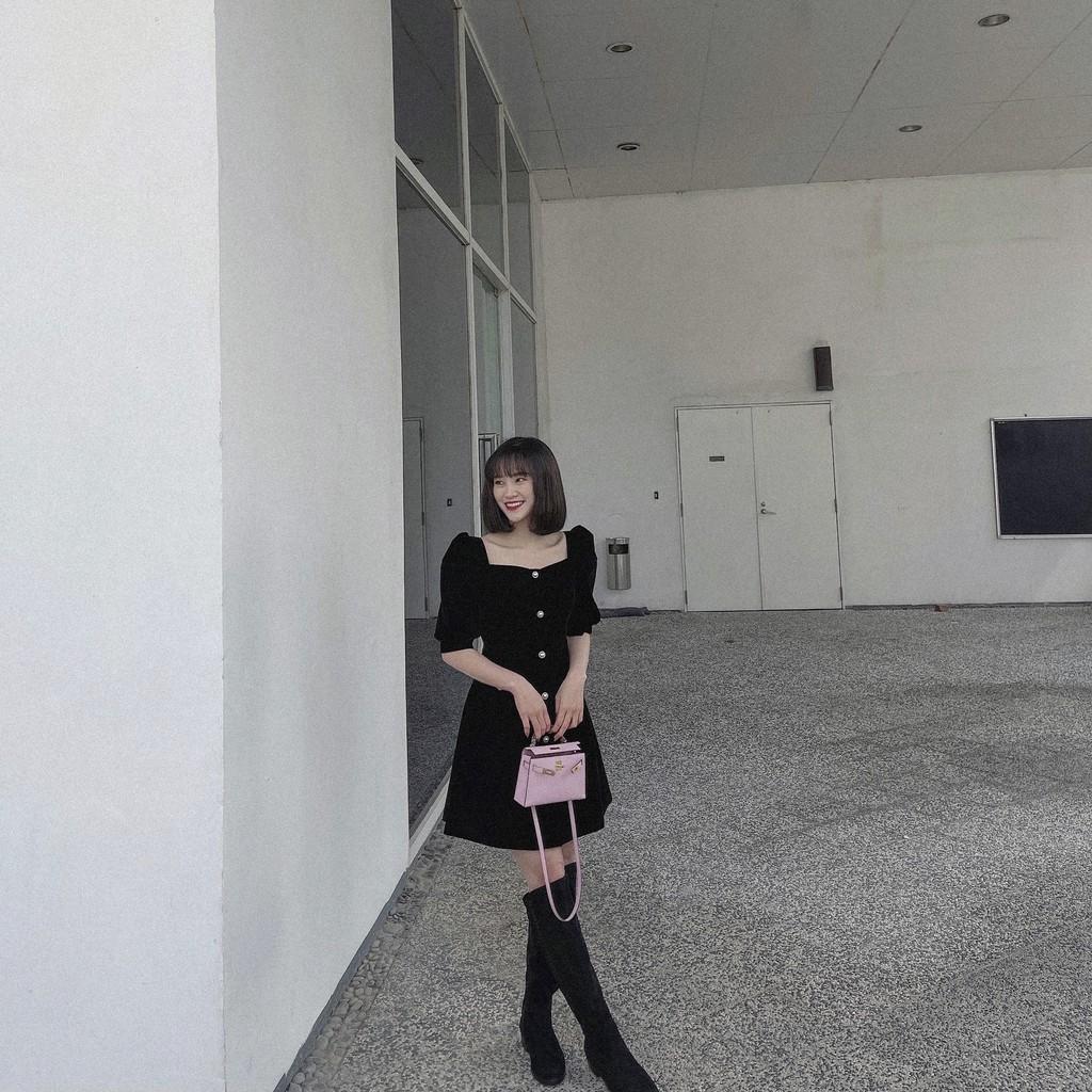 LIIN - Đầm nhung chữ A tay bồng