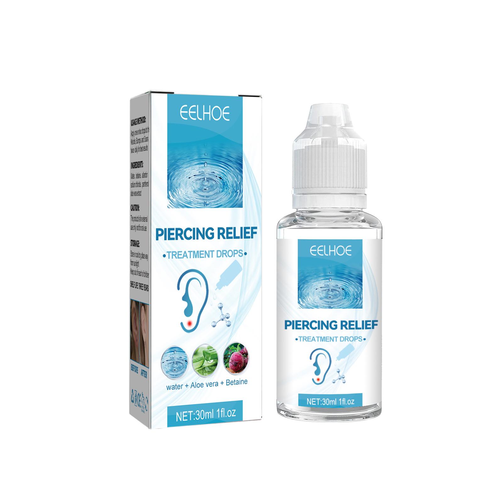 EELHOE 30ml Piercing Relief Treatment Drops Aftercare Treatment Gentle Soothing Bumps Keloid for Ears Nose Nipples Facial Body Areas