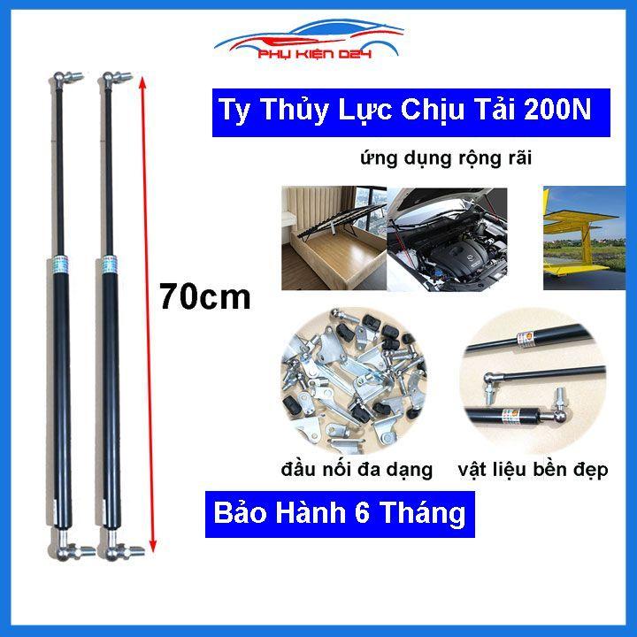 Bộ 2 ty thủy lực, ty đẩy, ben hơi nâng hạ capo cốp sau ô tô chịu tải 200N-20kg dài 70cm