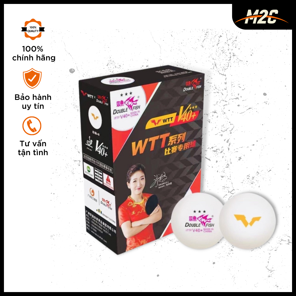 Quả Bóng Bàn Thi Đấu Double Fish WTT V40+ 3 SAO Bền, Đạt Tiêu Chuẩn Thi Đấu Quốc Tế